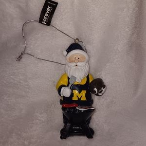New Michigan Wolverines BBQ Santa Claus Christmas Tree Ornament Vintage